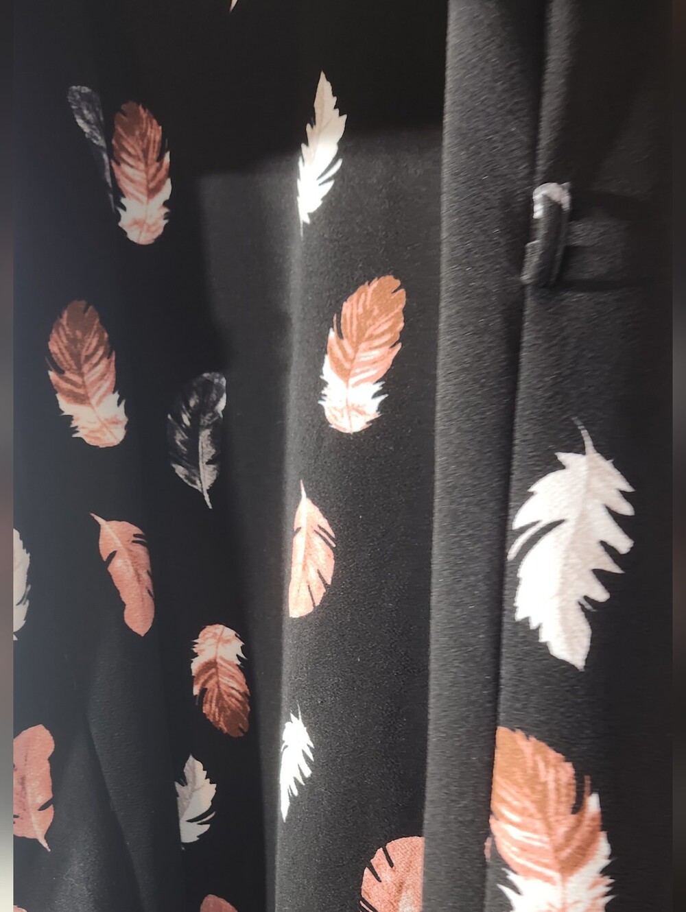 SHEIN Black Dress w/Peach and White Feather Print. 4XL Long Sleeves - Picture 5 of 7